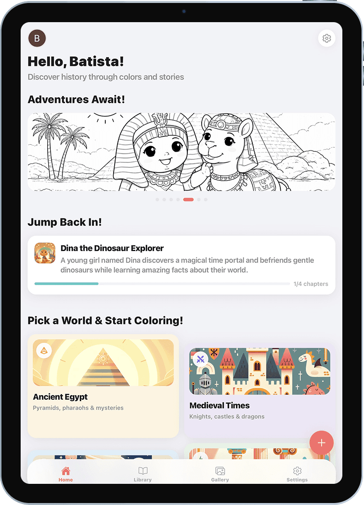 ColoringTales app home screen