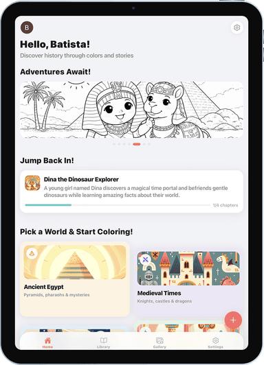ColoringTales home screen
